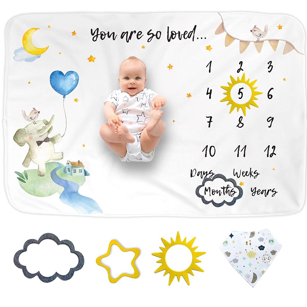 Infant Accessories Bundle  Milestone Blanket  Car Seat Covers